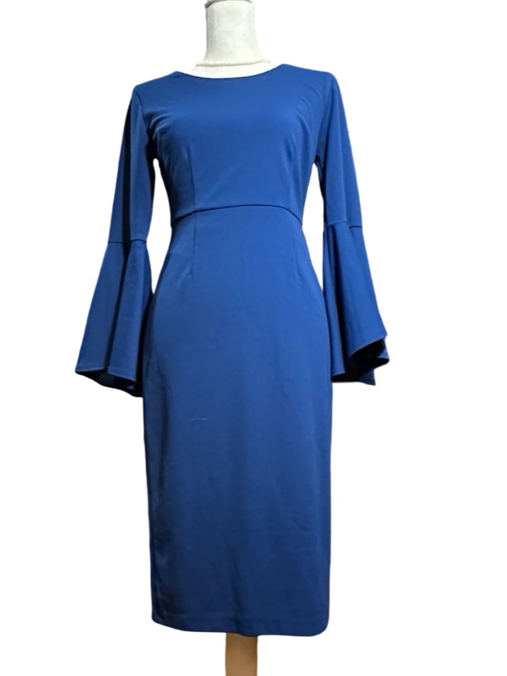New York & Company Blue‎ Bell-Sleeve Midi Dress, XS
